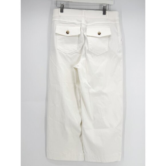 SPANX Stretch Twill Cropped Wide Leg Pants Womens XL Bright White Sailor Buttons - Picture 4 of 8